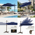 Cantilever Umbrella with Base Large Curvy Outdoor Aluminum Offset Umbrella w 360 Rotation, UV Resistant Canopy for Patio, Garde
