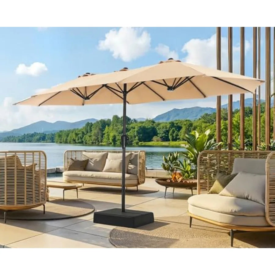 13Feet Outdoor Patio Umbrella with Base Included, Double Sided Pool Umbrellas with Fade Resistant Canopy, Large Table Umbrella