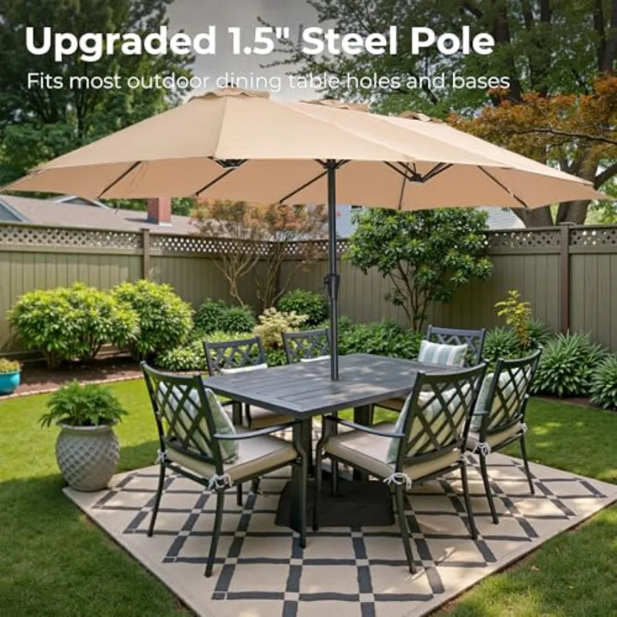 13Feet Outdoor Patio Umbrella with Base Included, Double Sided Pool Umbrellas with Fade Resistant Canopy, Large Table Umbrella