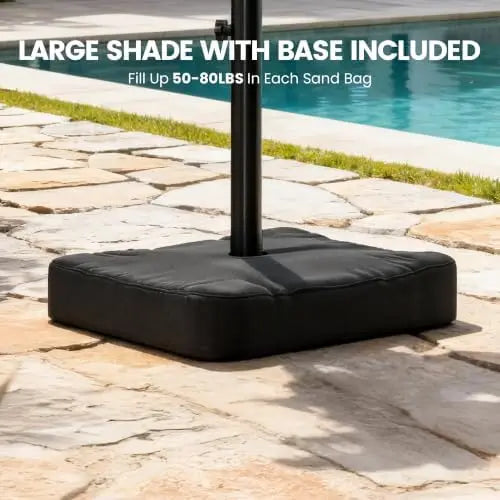 10FT Cantilever Offset Patio Umbrella with Base Included, Outdoor Patio Umbrella, Fade-Resistant Yarn-Dyed Canopy with